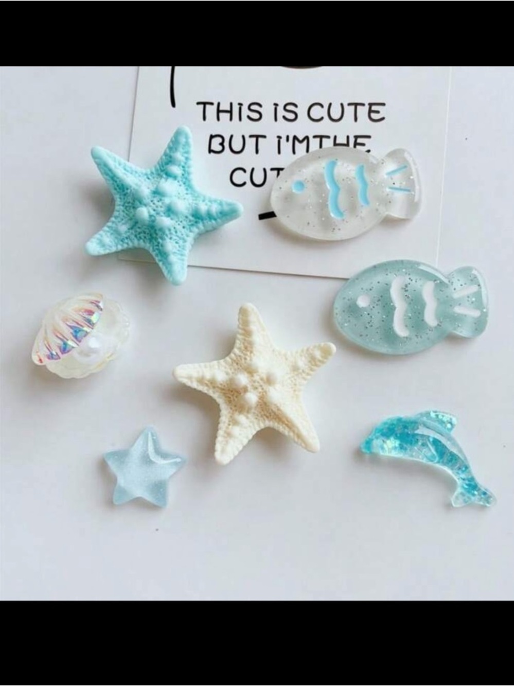 Ocean Resin & Starfish Accent Set - Aqua, Cream